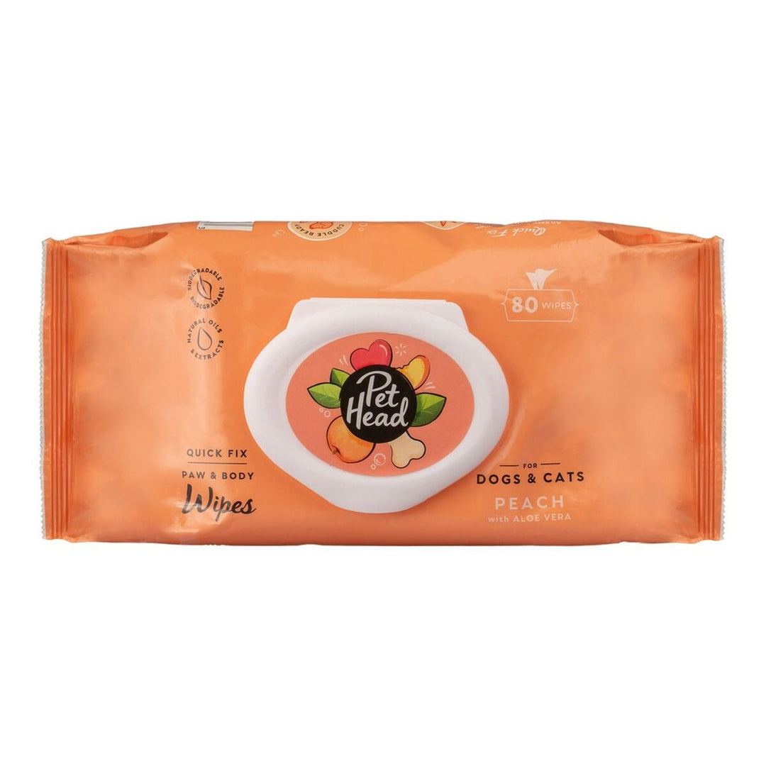 Pet Head Quick Fix Peach Wet Wipes (80 pieces)